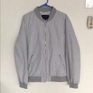 Banana Republic Linen Bomber Jacket - Light Grey